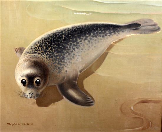 Dennis F. Harle (1920-2001) Seal on the seashore, 20 x 24in.